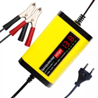 Portable 12V Car Charger LCD Display Fast Charge Adapter EU Plug DC13.8V 2A For Dry Wet AGM GEL Lead Acid Battery Charge