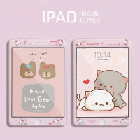 ฟิล์มกระจกนิรภัย iPad ลายการ์ตูนน่ารัก ใหม่สำหรับปี 2024 เหมาะสำหรับ Mini3/4/5, AIR2 และ 9.7 นิ้ว ฟิ