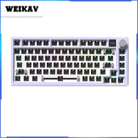 WEIKAV WK75 Wireless Keyboard Kit Bluetooth Mechanical Keyboards With Screen RGB 3Mode Backlit Hot-Swap Gamer Keyboard Kits Gift