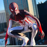 2025 Miles Morales PS5 เครื่องแต่งกาย Spiderman สีดําสีแดง Raim Spider Man คอสเพลย์ซูเปอร์ฮีโร่ Zent