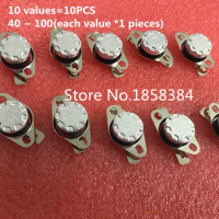 10 values=10PCS;Normal Close KSD301 NC Series Thermostat Assortment Kit, Temperature Switch, Bimetal Disc.