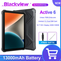 Blackview Active 6 Rugged Tablets 10.1'' HD+IPS Display Android 13 8GB 128GB 13000mAh Battery 13MP Camera Dual 4G Tablet PC