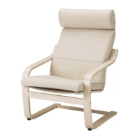 POÄNG 扶手椅, 實木貼皮, 樺木/glose 米白色