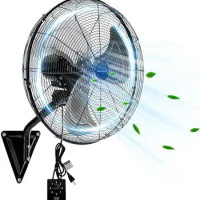 Mount Fan Oscillating,Industrial Heavy Duty Metal 3 Speed Fan,20 Inch High Velocity Adjustable Tilt,Use for Garage, Shop,Warehou