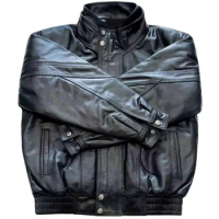Winter Men's Leather Jacket Genuine Motorcycle Man Air Force 1 Bomber Aviator Real Sheepskin Cow