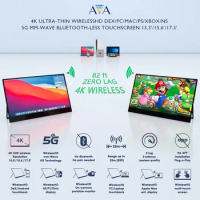 AVA 13.3" 4K Ultra-thin WirelessHD mmWave Portable Monitor 82ft USB-C &amp; HDMI mm-Wave Transmitter