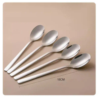 不銹鋼勺子叉子餐具套裝長柄攪拌勺水果勺子(韓式主餐勺【五只裝】)