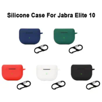 For Jabra Elite 10 Silicone Earphone Case Cover With Hook Shockproof Anti-Scratch Headphone Accessories
