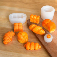 3D Simulation Bread Silicone Mold Croissant Biscuit Mold DIY Scented Candle Mold Resin Molds Cake Tools Mochi Squishy Toy Moulds