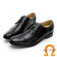 GEORGE 喬治皮鞋 尊爵系列 漸層刷色翼紋核心氣墊鞋-黑色015013IN-10