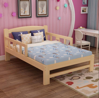 開發票 兒童床 定制實木兒童床帶欄桿寶寶小床單人床床拼接大床加床拼床加寬