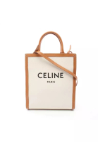 CELINE 二奢 Pre-loved Celine Small Vertical CELINE Hippopotamus Handbag tote bag canvas leather off white light brown 2WAY