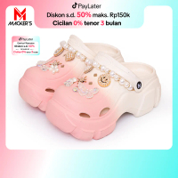[MACKER'S] T01+100 Sandal Baim Wanita Jibbitz Rantai Mutiara Terbaru Sandal kodok Lucu sepatu wedges