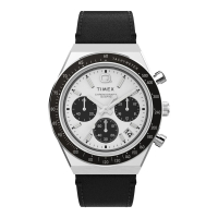 【TIMEX】QTimex 40毫米三眼計時皮革腕錶 白x黑 TXTW2W53400