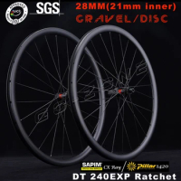700c Sapim CX Ray / Pillar 1420 DT 240 Carbon Wheels Disc Brake 28mm Width Gravel Cyclocross UCI Approved Road Bicycle Wheelset