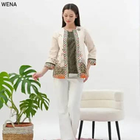 Evercloth Wena Atasan Batik Lengan Panjang Blouse Wanita Model Dua Lapis Batik Lengan Panjang Sarimb