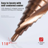 4-124-204-32mm Groove Spiral Step Drill Bit M35 Cobalt Latihan Bit Metal Taper Drill HSS Titanium-Bi