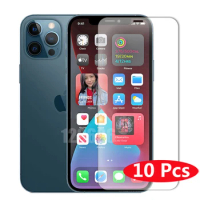 10Pcs For iPhone 11 12 13 14 15 Pro Max Tempered Glass Film Screen Protective Film For Apple iPhone XS Max XR 6 6s 7 8 Plus SE2