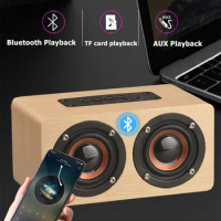 Wireless Bluetooth Soundbar Wooden Computer Speaker Portable HiFi Stereo Music Surround Music Player for iPhone Sumsung Xiaomi