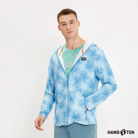 【Hang Ten】男裝-恆溫多功能-涼感高彈防曬安全反光冰沙外套(霧藍)