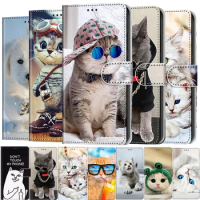 Cute Cat Animal Pattern Phone Case For iPhone 12 11 Pro Max X XS 6 7 6S 8 SE 2 2020 12 mini Wallet Leather Stand Book Cover Capa