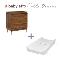 【babyletto】Gelato 三層收納櫃&amp;可拆卸尿布台(+尿布墊超值組合-核桃木/金腳)