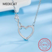 Infinity Love Family Forever Short Chain Necklace for Women Clear CZ 925 Sterling Silver Fine Jewlery Colar de Prata SCN352
