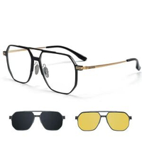 9906磁啜套鏡四合一雙梁大框墨鏡夜視鏡太陽眼鏡藍色夾片可配近視