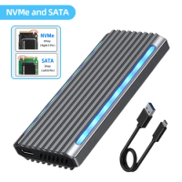 M.2 NVMe SSD Enclosure Aluminum Alloy RGB M2 SSD Case M.2 to USB Type C 3.1 SSD Adapter for NVME PCIE NGFF SATA SSD Disk Box