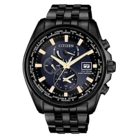 【CITIZEN 星辰】GENT'S 光動能電波萬年曆腕錶 廣告款-黑/AT9039-51L