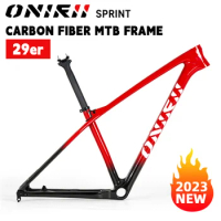 ONIRII MTB Carbon Frame 29er Hardtail Thru Axle 148x12 Boost PF30 1235g Frame with Full Internal Cable Layout for Mountain Bike