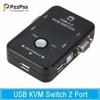 PzzPss USB KVM Switch 2 Port VGA SVGA Switch Box USB 2.0 KVM Mouse Switcher Keyboard 1920*1440 VGA Splitter Box Sharing Switch
