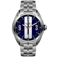 MINI Swiss Watches 石英錶 45mm 藍底白條錶面 不鏽鋼錶帶