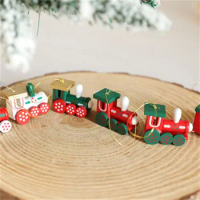 Mini Train Set Christmas Decorations Cute Train Christmas Tree Pendant Ornaments Table Decorations Children'S Toys New Year 2024