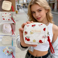 dollyfu Dễ thương Phim hoạt hình Túi băng vệ sinh mini Khóa kéo Ví đựng tiền xu Di động Dung lượng l