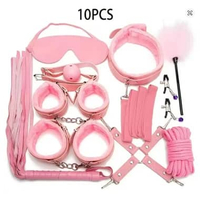 Bondage for Sex 10 Pcs BDSM Leather Bondage Sets Restraint Kits for Women and Couples pink