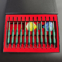 12pcs/set Of 20g Premium Darts Professional Pure Copper Darts With Aluminum Darts Extra Plastic Rod Grinding Needle Stone Box