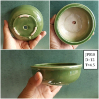 Pot Keramik Bulat JP018 untuk skulen, bonsai dan tanaman hias lainnya