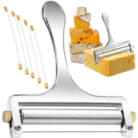 Cheese Slicer Stainless Steel Wire Cheese Cutter for Mozzarella Cheddar Gouda Block Cheese with Replacement Cutting Wire