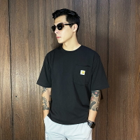 美國百分百【全新真品】Carhartt 短袖 棉質 T恤 卡哈特 上衣 T-shirt logo 短T 黑色 CT22