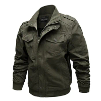 New Men's Casual Flight Suit Coat Washed Cotton Jacket