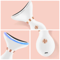 EMS Neck Massager Microcurrent Face Neck Beauty Device LED Photon Firming Rejuvenation Anti Wrinkle Thin Double Chin Skin Care