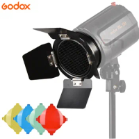 Godox BD-03 Barn Door+Honeycomb Grid + 4 Color Filter For Photography Video Studio Flash Accessories Universal Mount