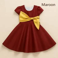 Two Mix Baju Gaun / Dress Anak Natal Perempuan / Satin Cantik Mewah 1-12 Tahun 4452 8 Maroon