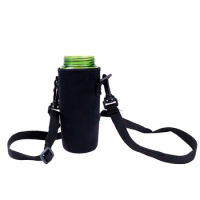 420ml-1500ml water bottle carrier Black Neoprene insulated cover travel Crossbody Mug Sleeve