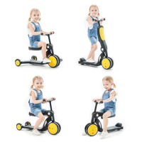 Multifunctional Folding Kick Scooters for Kids, 3 in 1, Foot Scooter, Foldable Baby Scooters