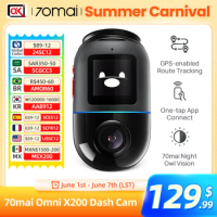 70mai Omni X200 360° Full View Dash Cam Built-in GPS ADAS Smart ParkingGuardian Mode 24H Parking Monitior eMMC Storage AI Motion