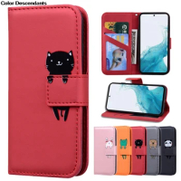 For Samsung A14 A34 A54 Cartoon Animal PU Leather Wallet Case for Samsung Galaxy A14 A34 A54 Card Holder Magnetic Flip Cover