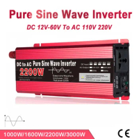 Pure Sine Wave Inverter 1000W 1600W 2200W 3000W 12V 220V 24V 110V DC To AC Portable Power Voltage Converter Car Solar Inverter