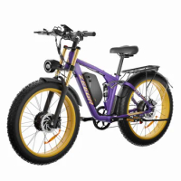 Electric Bicycle 2000W Dual Motor 48V22.4Ah 26inch Fat Tire Mountain Snow Electric Bike Full Suspension E-bike Max Speed 55KM/H